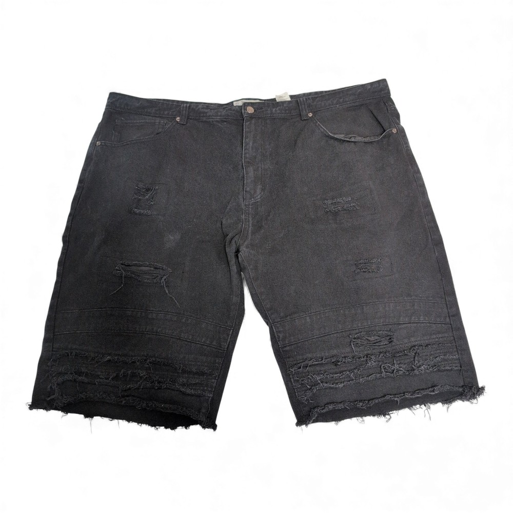 Akademiks Black Distressed Denim Shorts - Big & Tall 50